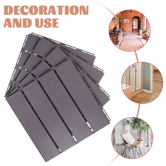 WHAMVOX  4 Pcs Home Decor Balcony Interlocking Tile Deck Tiles Outdoor Patio Puzzle Floor Mat Grey