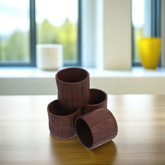FESTFENDS Natural Look Imitation Wooden Flower Pots, PP Material Coffee Color for Indoor and Outdoor Plants
