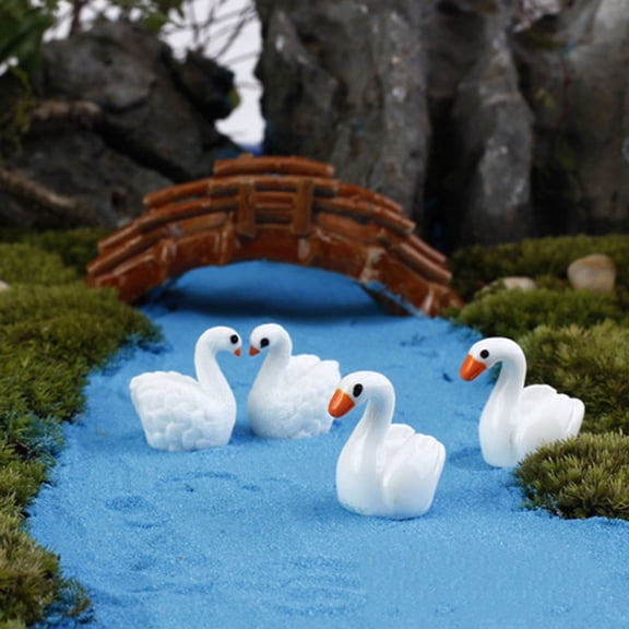 WHAMVOX 4 Pcs Landscape Miniatures Swan Decorations for
