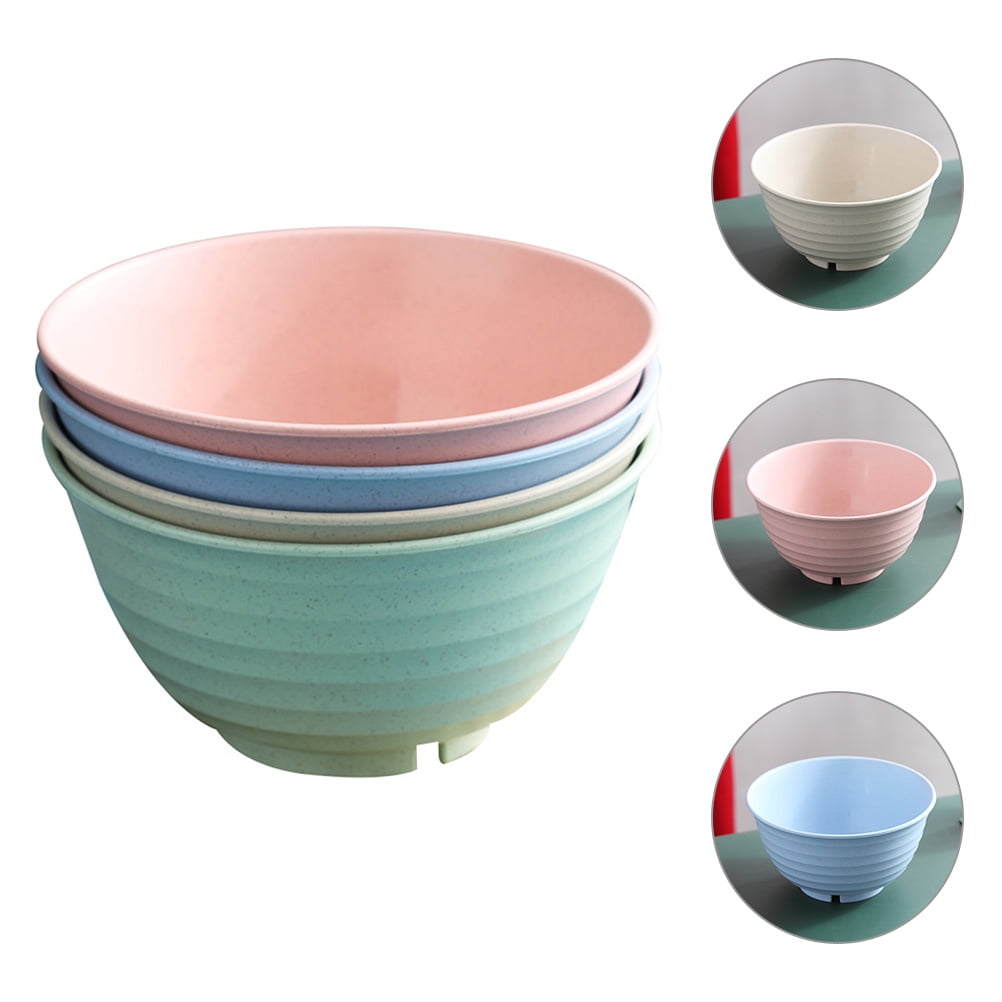 WHAMVOX  4 Pcs Large Bowls for Eating Kitchen Noodle Ramen Wheat Student