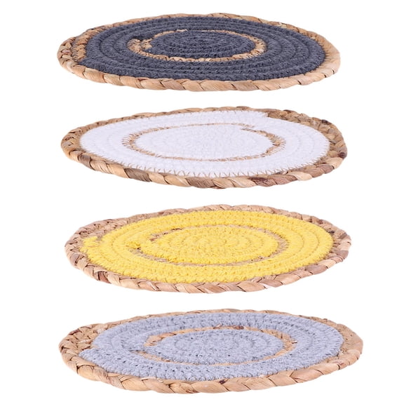 WHAMVOX  4 Pcs Mat for Hot Pots and Pans Modern Straw Placemat