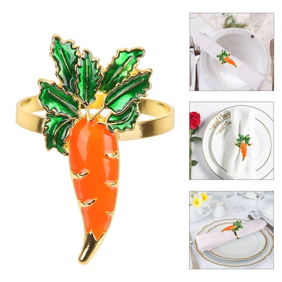 KAJNBN Napkin Rings Orange Carrot Shape 4Pcs 1.97x1.38x0.12In