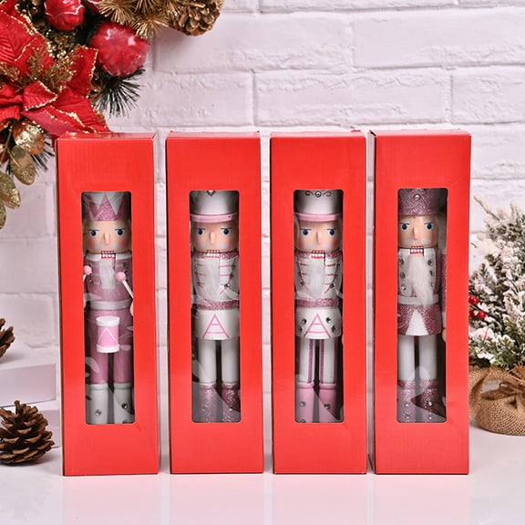 WHAMVOX Nutcracker Christmas Decoration Assorted Color 4Pcs 9.4X3.0X2.6In
