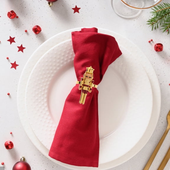 WHAMVOX 4 Pcs Nutcracker Soldier Napkin Holder Napkin Ring Banquet 6.90X4.50X4.00CM Red