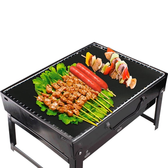 WHAMVOX  4 Pcs PTFE Grill Mat Baking Pad Barbecue Cooking Mats for Outdoor Black