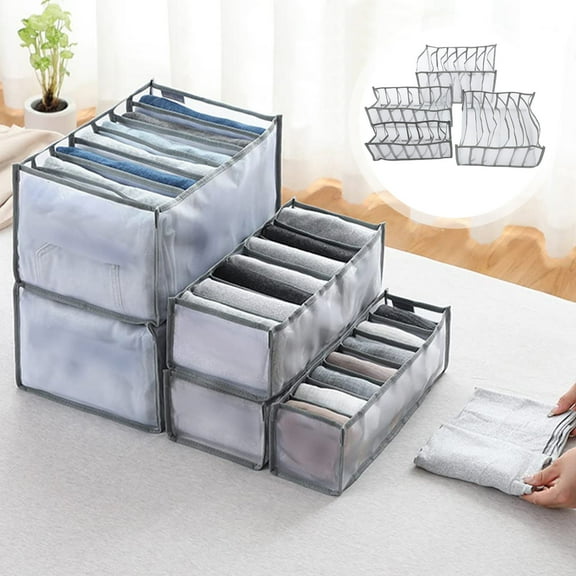 Luxshiny 4pcs Small Clothes Organizer Grey Nylon For Women Bedroom Use