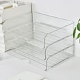thumbnail image 1 of WHAMVOX  4 Pcs Paper Tray Organizer for Desk Office File Work Transparent, 1 of 7