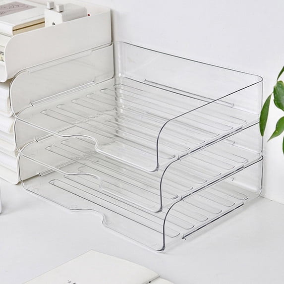 WHAMVOX 4 Pcs Paper Tray Organizer for Desk Office File Work Transparent