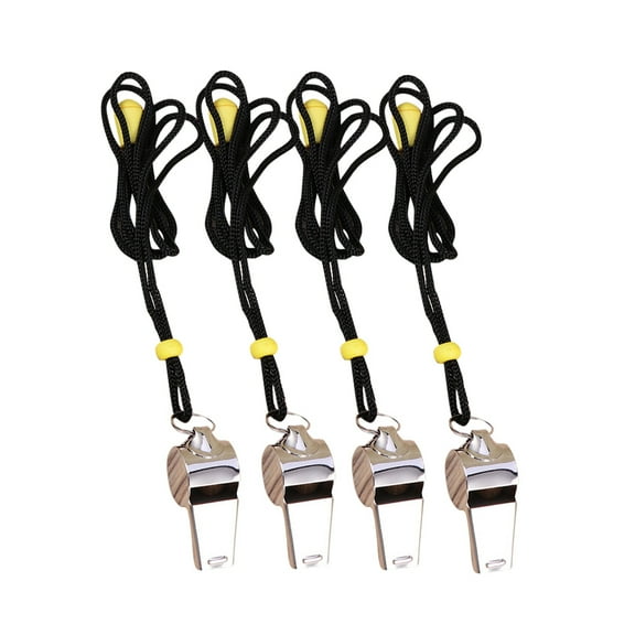 WHAMVOX 4-Pack Stainless Steel Referee Whistles with Lanyards, Sports Whistles for Coaches, Officials, and Outdoor Activities