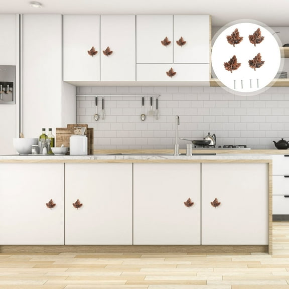 WHAMVOX  4 Pcs Single Hole Handle Brushed Door Drawer Pulls Kitchen Cabinets Red