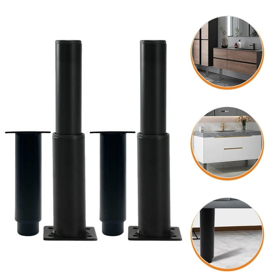 DECORNIJIA Replacement Feet For Cabinet Black 4Pcs 13X6CM Height 12-24Cm Iron Rubber
