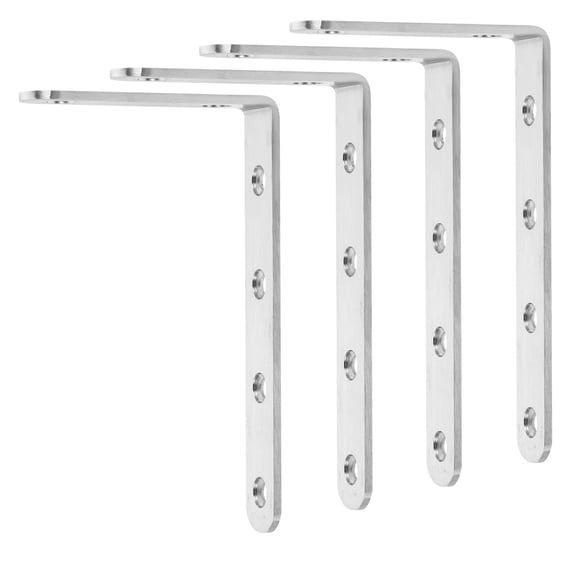 ROMANSENTIAL 4Pcs Stainless Steel Furniture Corner Braces Thickened Metal Joint Fastener for Home Use