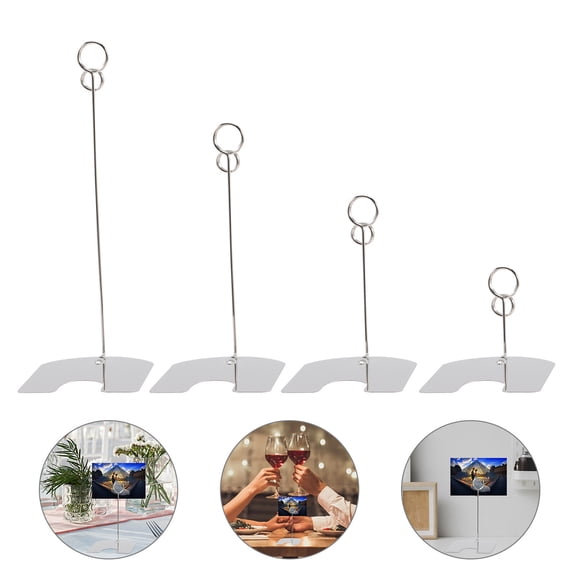 WHAMVOX 4 Pcs Table Note Folder Sturdy Place Card Holders 20.00X8.50X7.00CM Silver