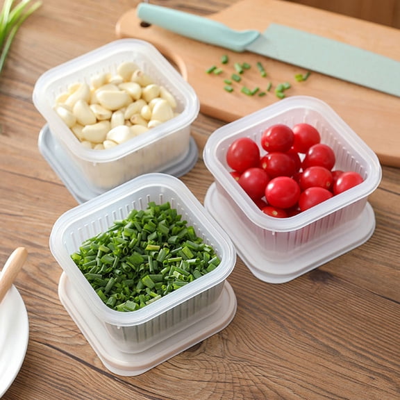 WHAMVOX 4 Pcs Veggie Crisper Food Preservation Box 13.5X13.5X7.5CM