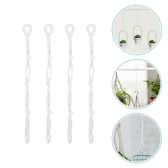 WHAMVOX  4 Pcs Wall Plant Hanging Rope Macrame Hanger Extender Indoor Stand White