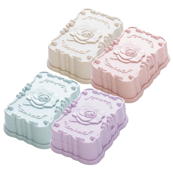 WHAMVOX  4 Pcs for Bar Soap Travel Dish with Rose Lid Bathroom Box Portable Holder