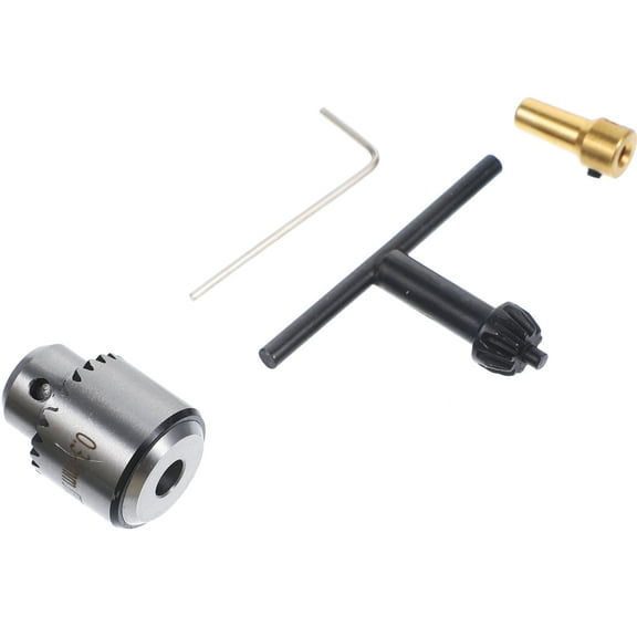 WHAMVOX  4 Pcs/set Mounted Drill Chuck 0.3-4mm Taper Kit Wrench Silver