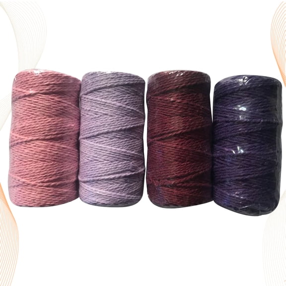 WHAMVOX 4 Roll Colored Cotton Rope Cord Macrame Wall Hanging Decor White Thread