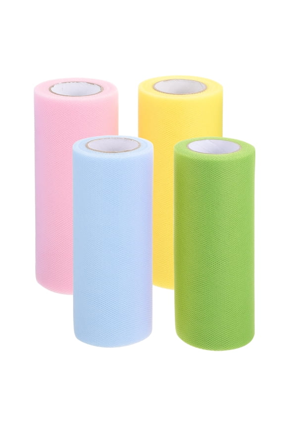 4 Rolls Mesh Ribbon Tutu Wedding Party Decoration Gift Wrapping Veil Hen Decorations Tulle Skirt