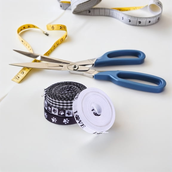 WHAMVOX 4 Rolls White Grosgrain Ribbon with Pet and Paw Print for Animal Craft and Decor