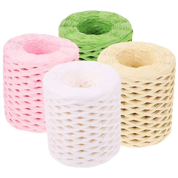WHAMVOX 4 Rolls Raffia Twine Jute Burlap Ribbon Gift Packing
