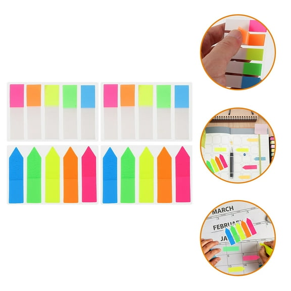 WHAMVOX 4 Sets of Colorful Page Tabs Decor Page Marker Paper Page Label Sticky Page Tabs