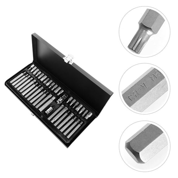 SKISUNO Star Bit Socket Set Automobile Repair S2 Steel Silver 40Pcs