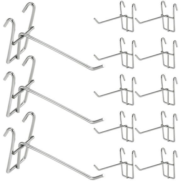 WHAMVOX 40 Pcs Hanging Display Hook Grid Wall Wire Shop Shelves Retail Hooks Silver