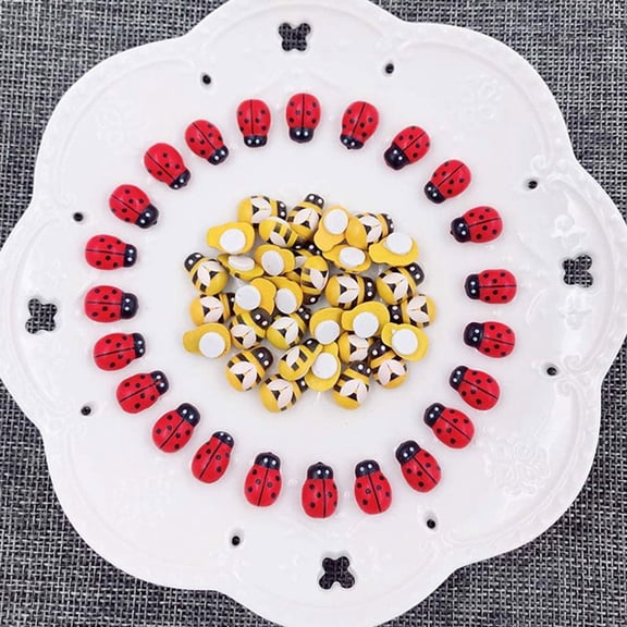 SEWCHICS Wood Bee Ladybug Ornament Self Adhesive for Decorations Imaginative Play 400Pcs 1.5x1.2in