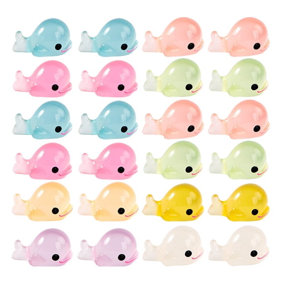 ROMANSENTIAL Night Glow Dolphin Figurines Assorted Color Resin for Decor 40Pcs