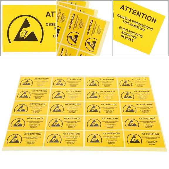WHAMVOX 450 Pcs Hazard Anti-static Label Table Stickers 63CM Yellow