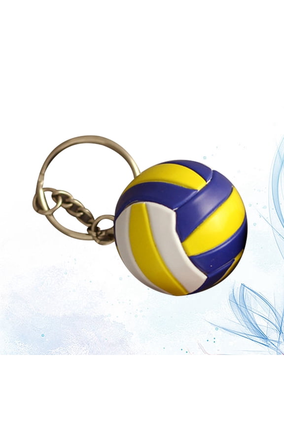 4CM Stimulated Basketball Key Chain Sports Key Ring Souvenir Car Hanging Decoration Holiday Gift (Blue, White and Yellow)