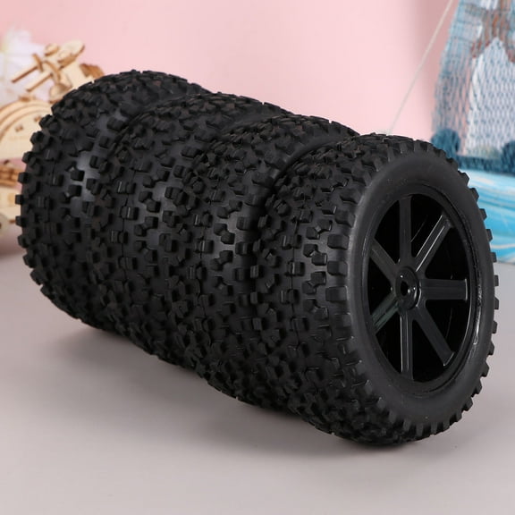 WHAMVOX 4Pcs 1/10 Off-road Vehicle Toy Wheels Car Accessories DIY Plastic Small Wheels Handmade Car Wheel Parts