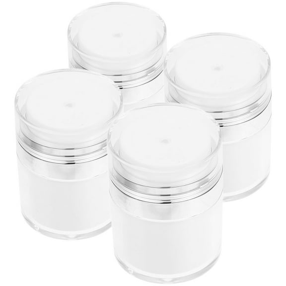 WHAMVOX Set of 4 Airless Pump Jars for Cosmetics, Leak-Proof Design with Wide Opening, 2.55 x 2.20 x 2.20 Inches Each