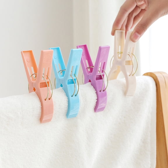 WHAMVOX 4Pcs Beach Towel Clips Quilt Hanging Clamp Holder for Beach Chair Pool Loungers (Random Color)