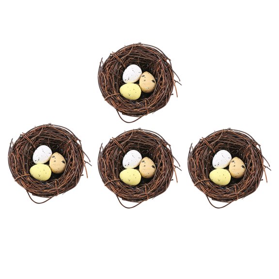 WHAMVOX 4Pcs Decorative Bird Eggs with Handcrafted Style Nest, Realistic Look, Dining Table Decoration