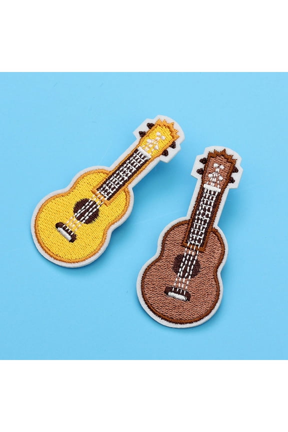 4Pcs Embroidery Ukulele Brooch Assorted Color Iron Accessory Decoration For Christmas