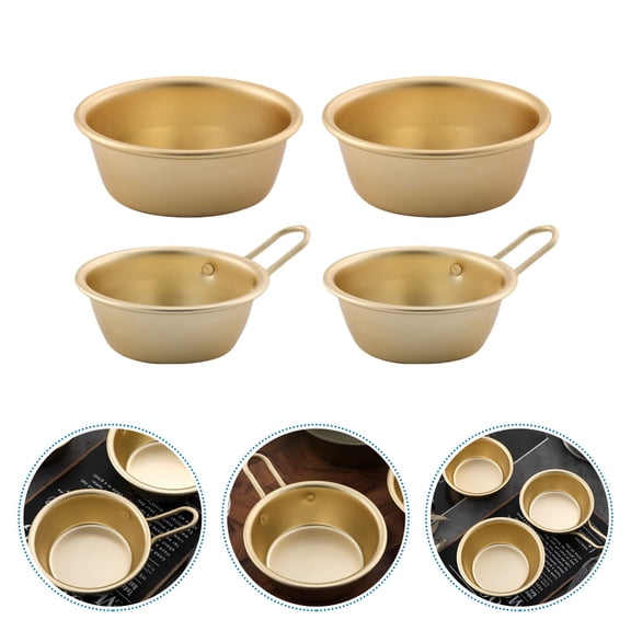 WHAMVOX 4Pcs Golden Aluminum Useful Korean Style Bowls For Restaurant Use