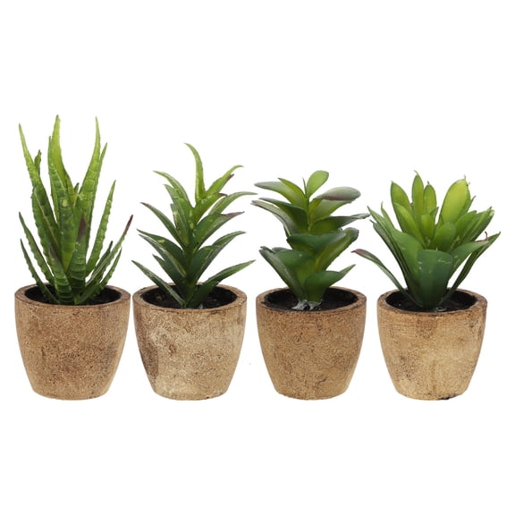 WHAMVOX 4Pcs Green Plastic Artificial Mini Bonsai Plants Room Decor Home Desktop Decor