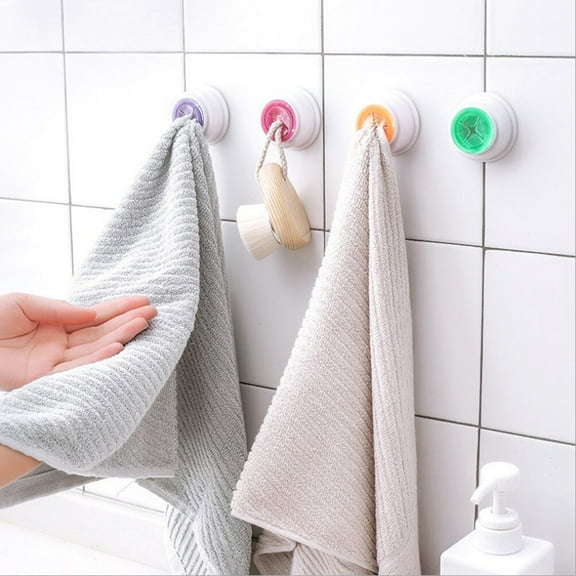 WHAMVOX 4Pcs Grip Hook for Towels Push in Type PVC PP for Home Organization