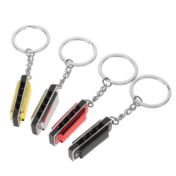 WHAMVOX 4Pcs Metal Harmonica Keychain Hanging Decorative Harmonica Pendant Decorative Keychain