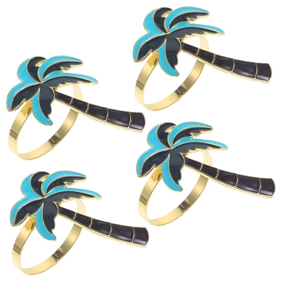 WHAMVOX 4Pcs Napkin Rings Hawaii Coconut Tree Shape Table Decoration Restaurant Use