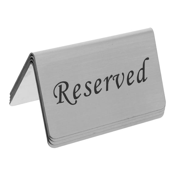 WHAMVOX 4Pcs Reserved Table Signs Tent-Style Stainless Steel Wedding Reserved Table Sign