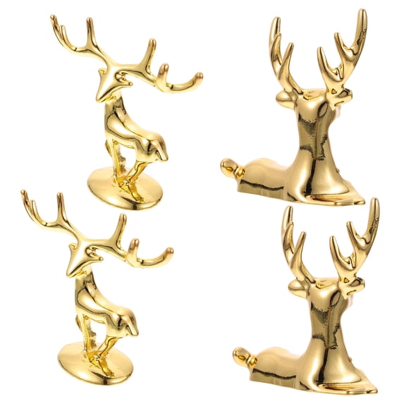 WHAMVOX 4Pcs Tabletop Accessories Elk Adornment Home Decor Deer Statue 2.08X1.96X0.70Inch