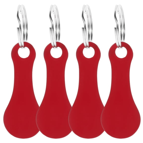 WHAMVOX 4Pcs Trolley Token Keychain Red Stainless Steel for Shopping Carts Time Saving