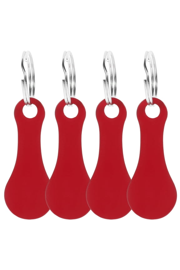 4-Pack Red Stainless Steel Trolley Tokens Keychain for Shopping Carts, Convenient and Time-Saving Accessory