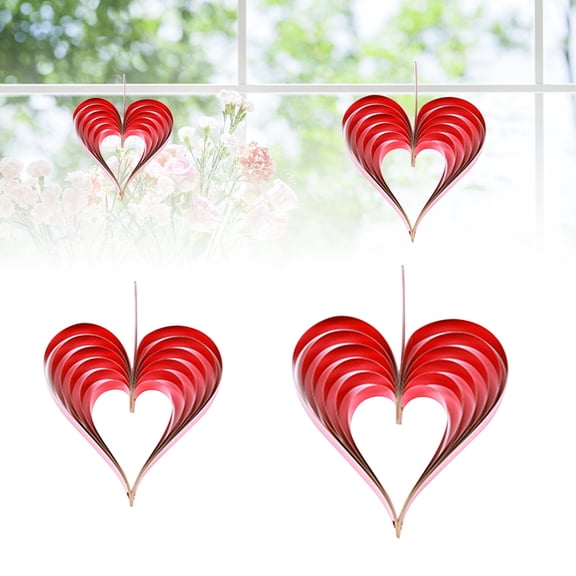 WHAMVOX 4Pcs Valentine's Day Heart Shaped Hanging Decorations for Wedding Ceremony Birthday Party Decorative Use