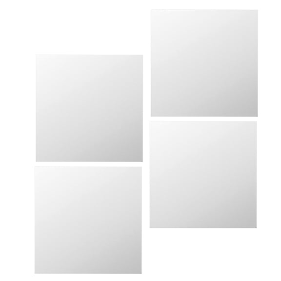 WHAMVOX 4Pcs Wall Mirror Self Adhesive Mirror Acrylic Silver for Bathroom