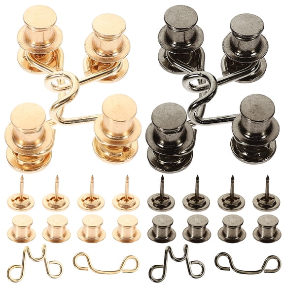 SEWCHICS Decorative Alloy Waist Fasteners Assorted Color for Trousers Use 4Sets