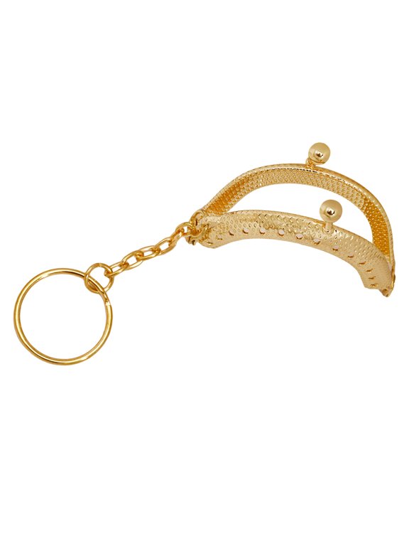 Metal Clutch Bag Frame Keychains with Semicircle Pendant, Golden Purse Frame Handle, Stylish Handbag Accessories